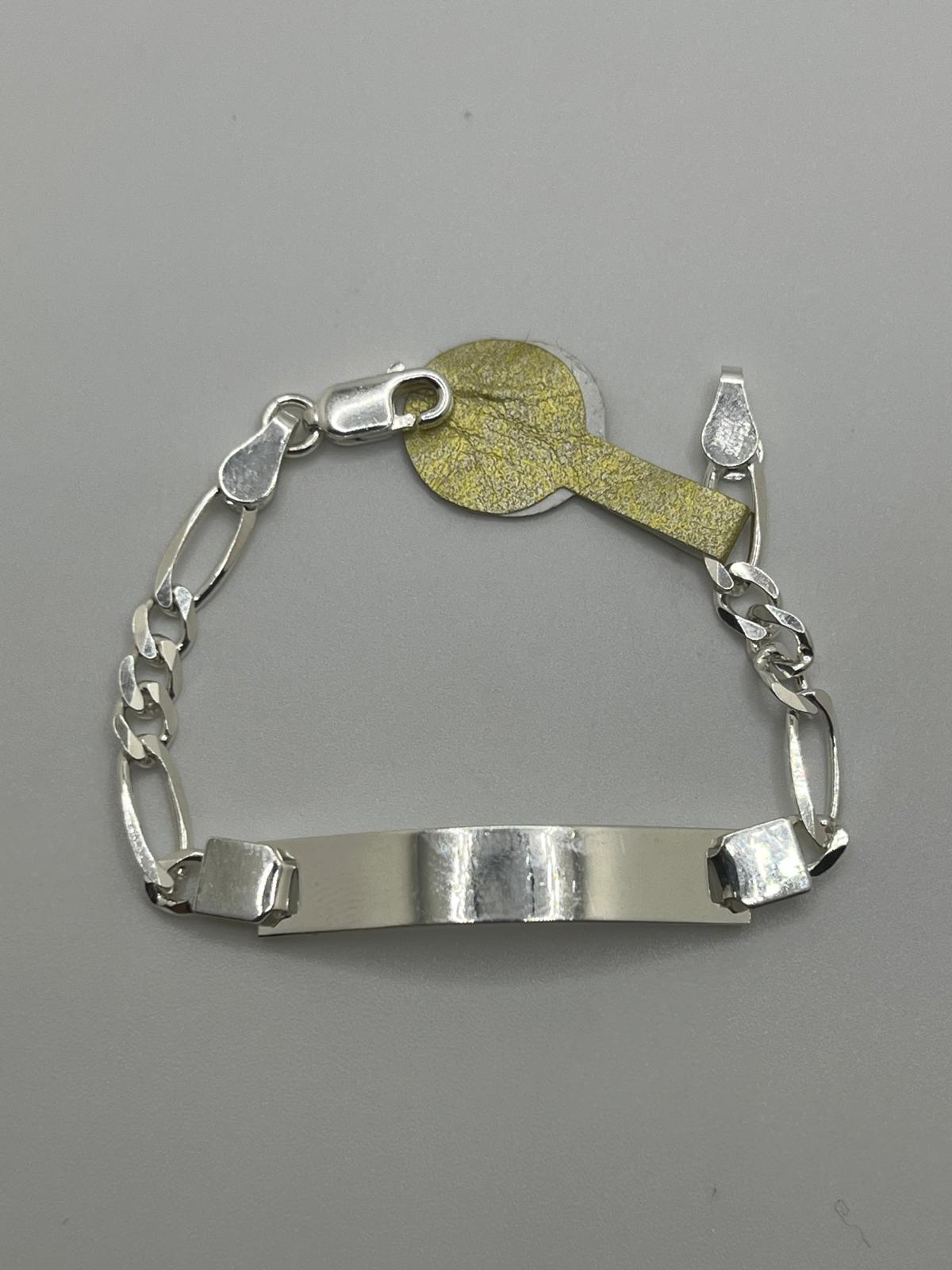Figaro Engraveable Baby ID Bracelet– 925 Silver