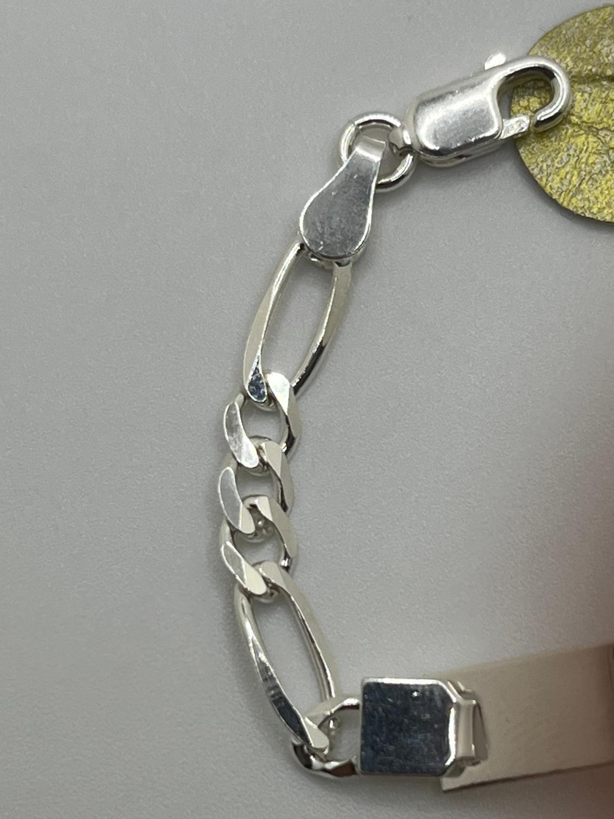 Figaro Engraveable Baby ID Bracelet– 925 Silver