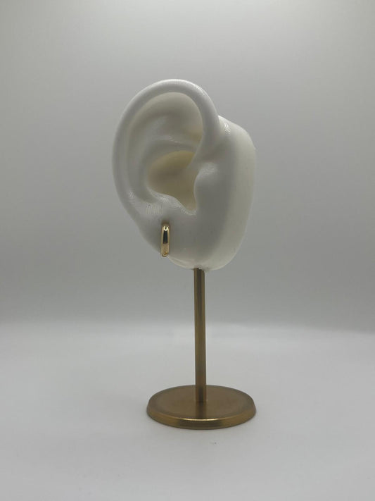 14K Gold Petite Plain Huggie Hoops (034)