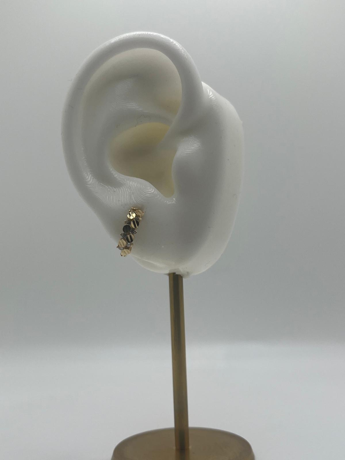 14K Gold Nugget-Style CZ Huggie Earrings (032)