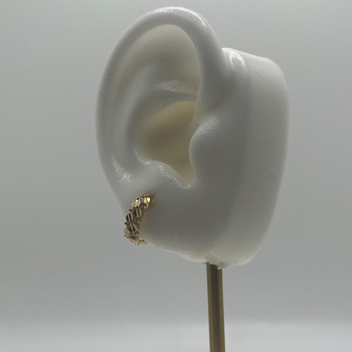 14K Gold Nugget-Style CZ Huggie Earrings (032)