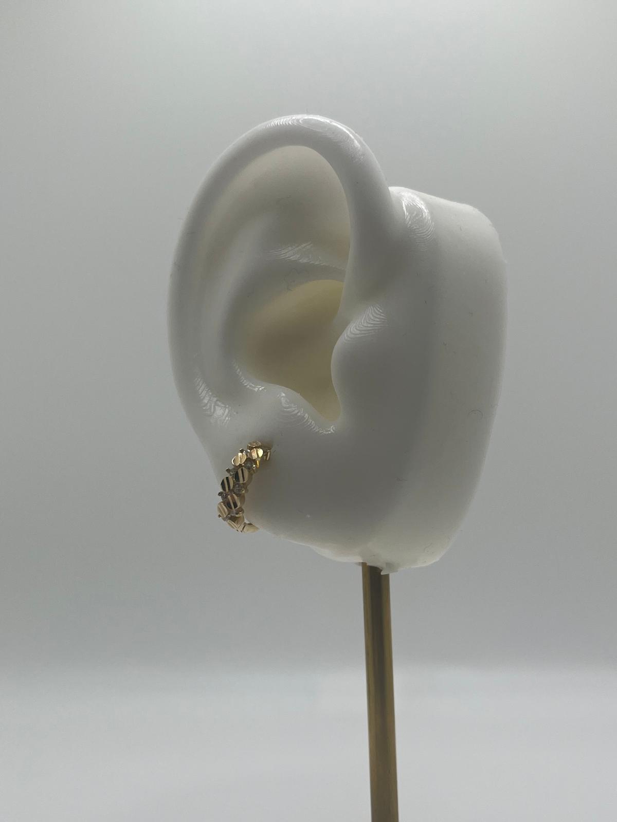 14K Gold Nugget-Style CZ Huggie Earrings (032)