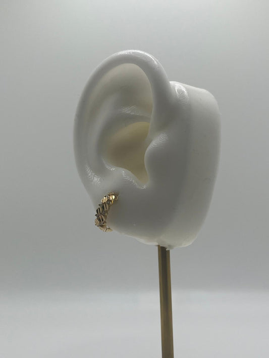 14K Gold Nugget-Style CZ Huggie Earrings (032)