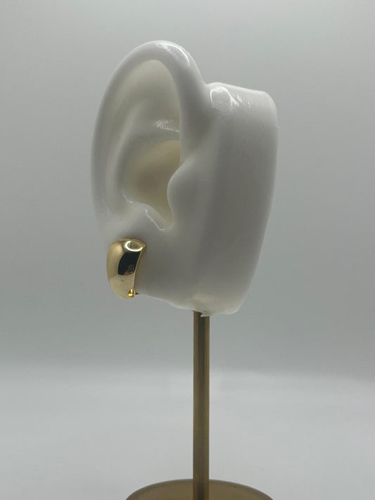 14K Gold Sleek Dome Half-Huggie Earrings (031)