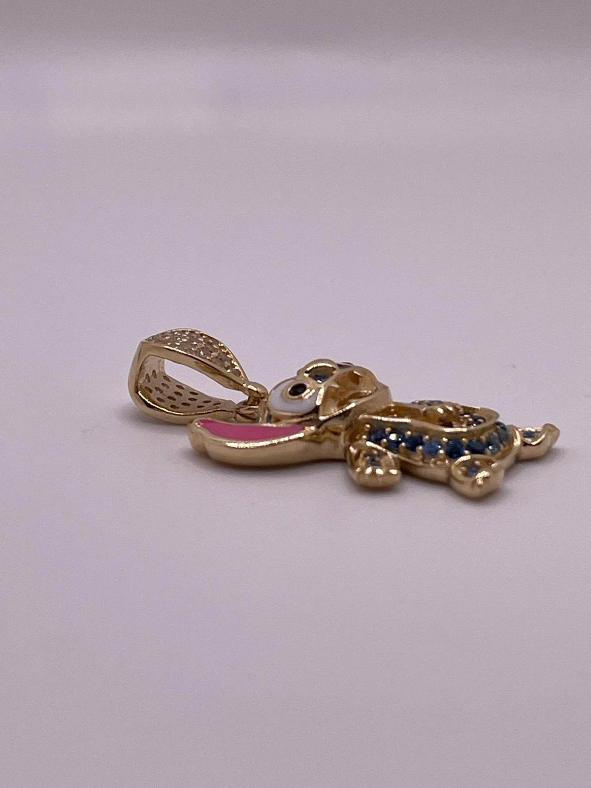 14K Gold Sparkly Stitch Pendant