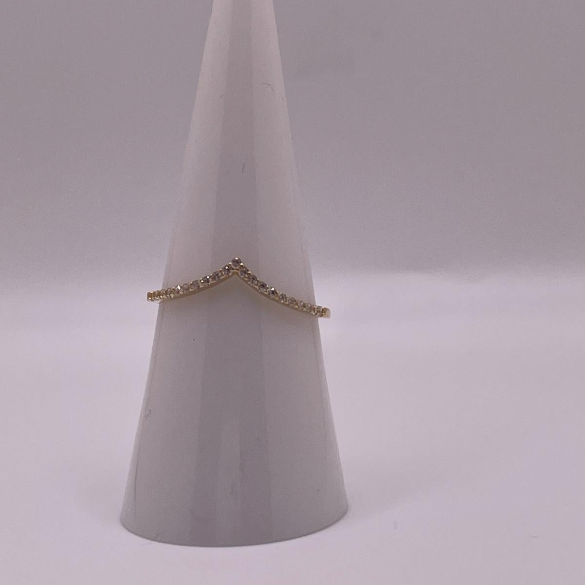 14K Gold V-Curve CZ Ring