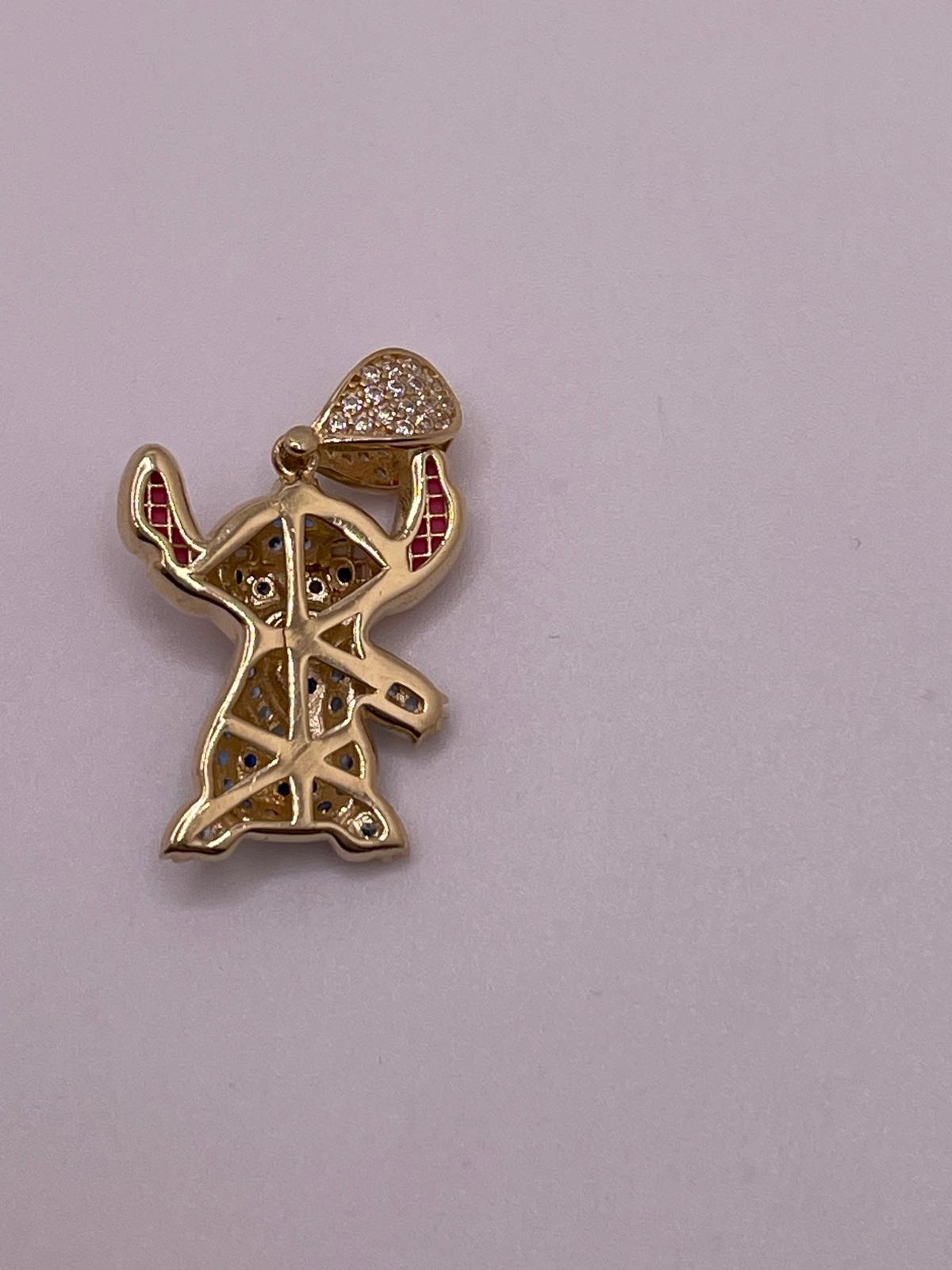 14K Gold Sparkly Stitch Pendant