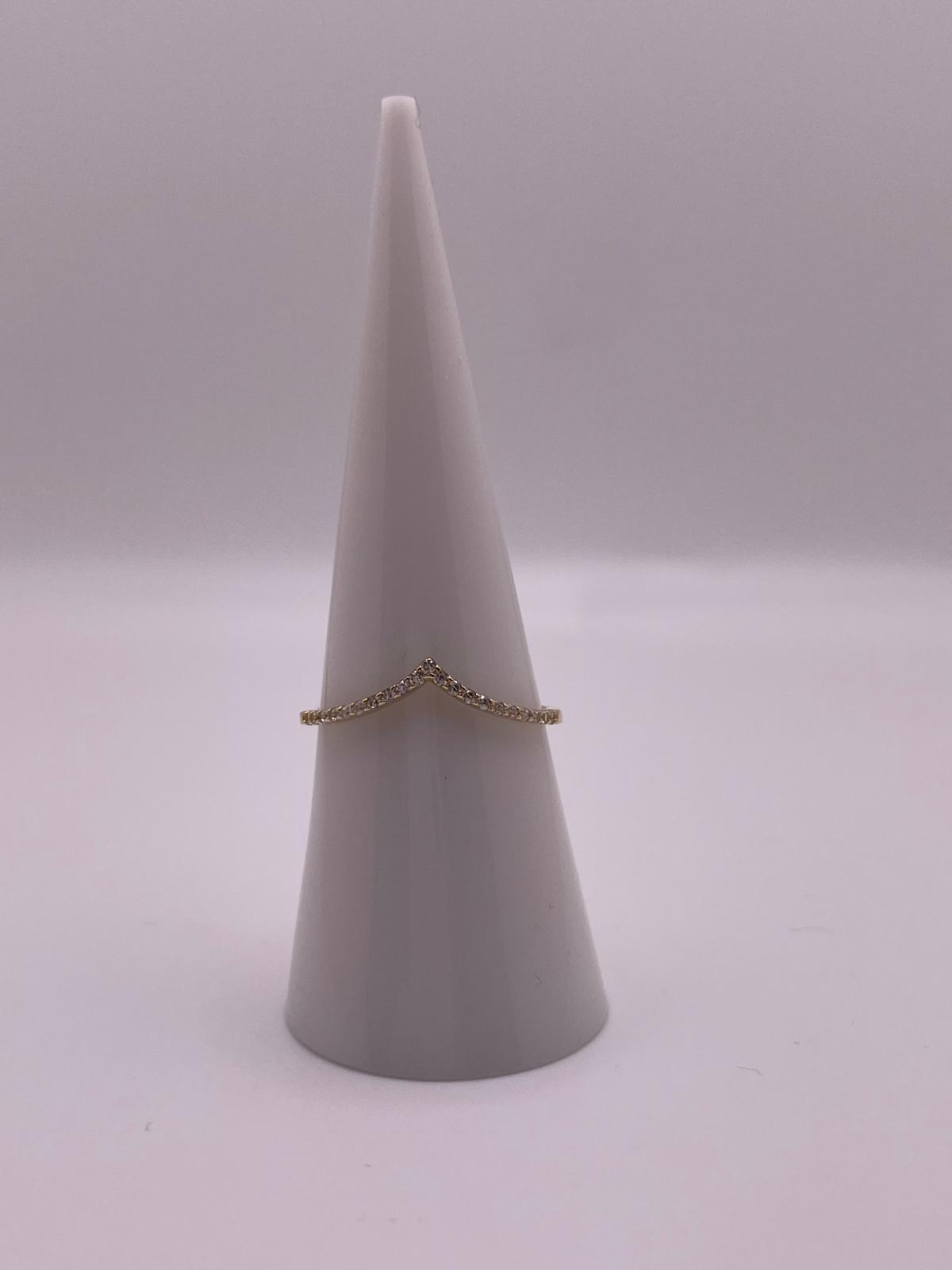 14K Gold V-Curve CZ Ring