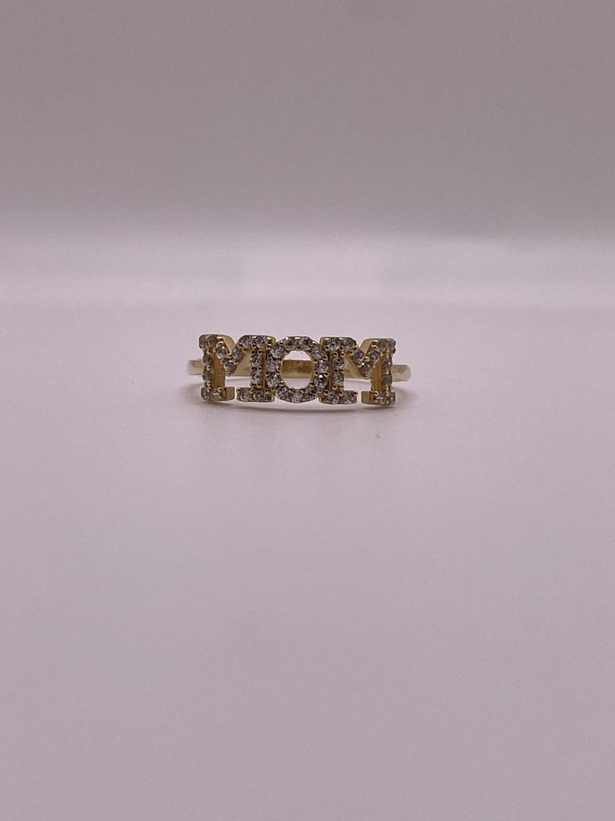 14K Gold Mom Ring CZ