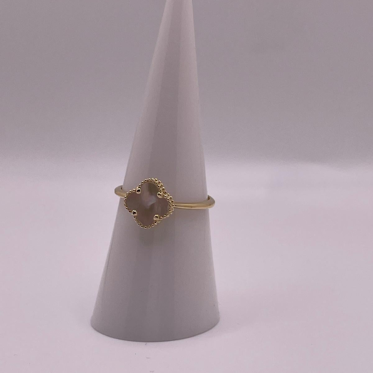 14K Gold Golden Pearl Clover Ring