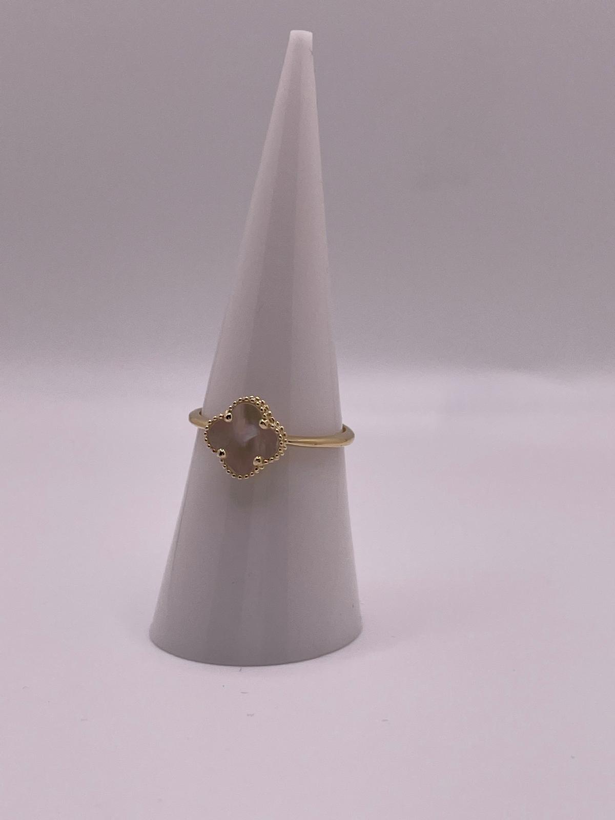 14K Gold Golden Pearl Clover Ring