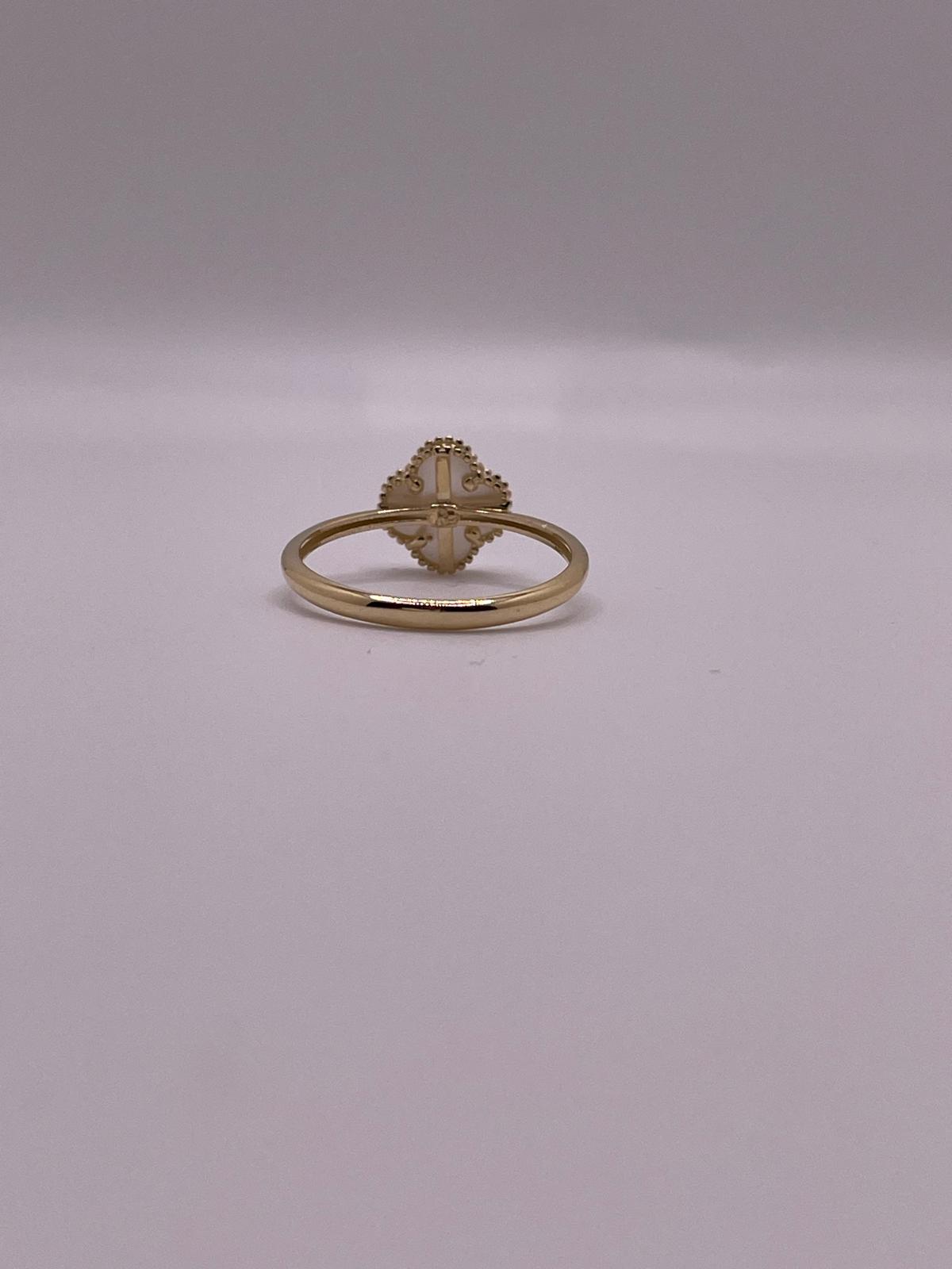14K Gold Golden Pearl Clover Ring