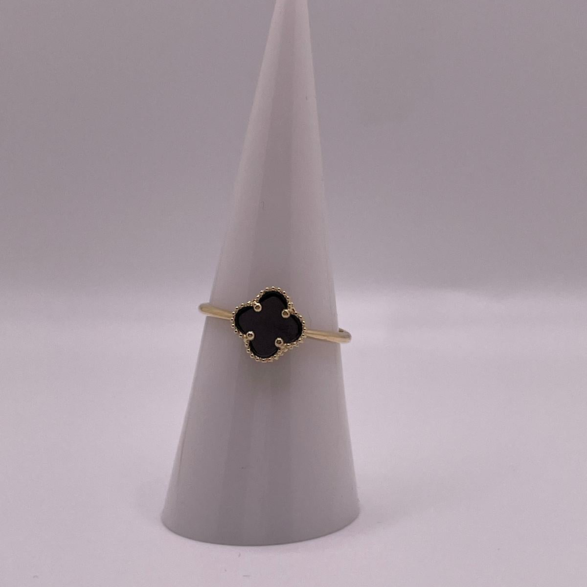 14K Gold Midnight Clover Ring