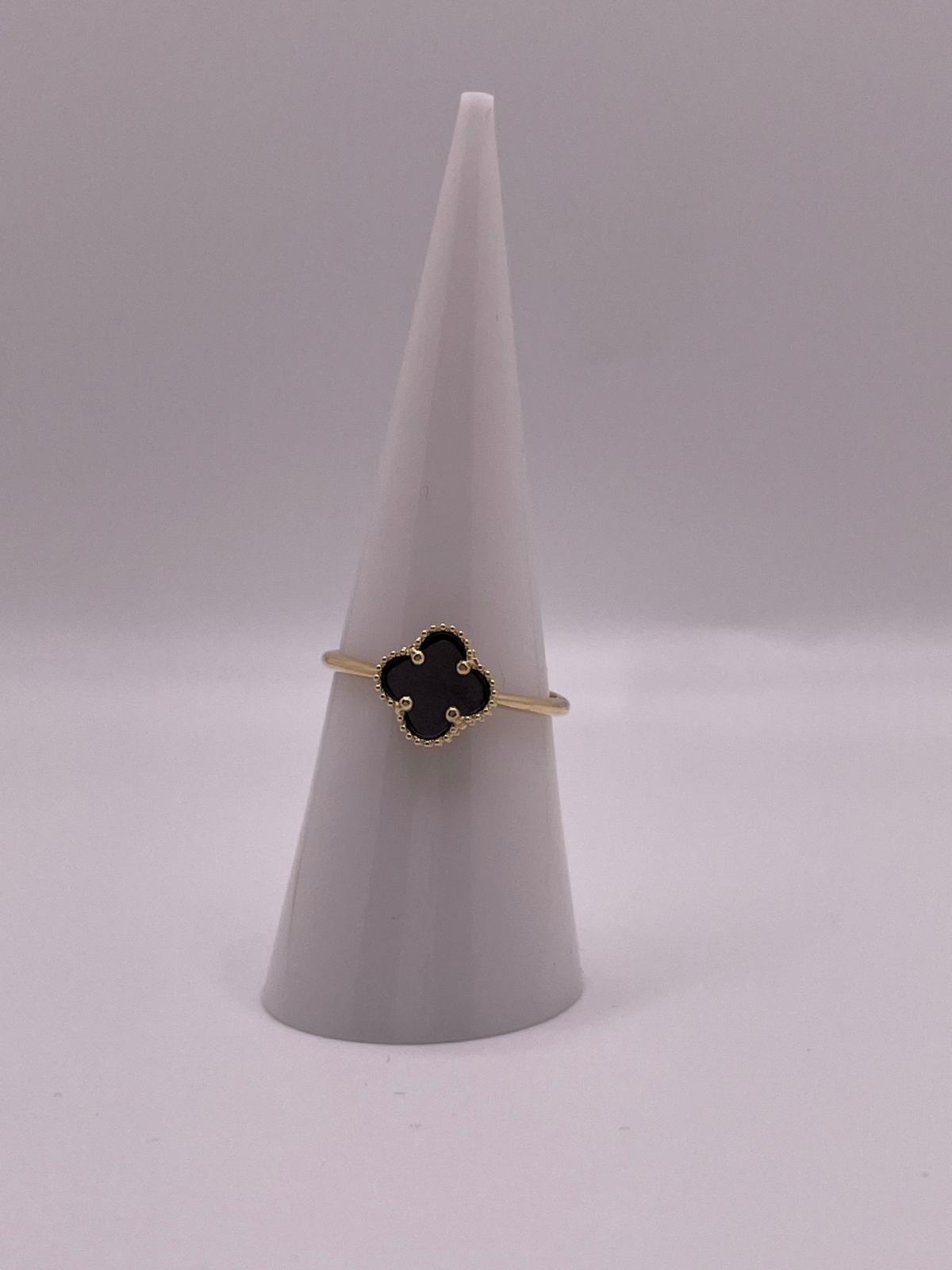 14K Gold Midnight Clover Ring