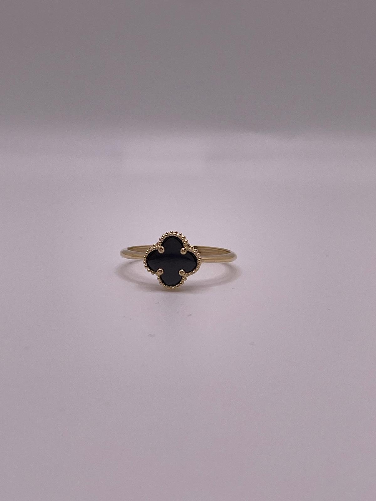 14K Gold Midnight Clover Ring