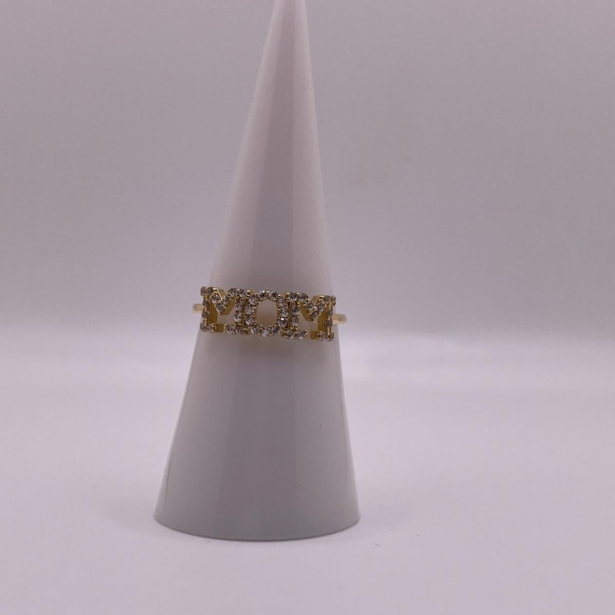 14K Gold Mom Ring CZ