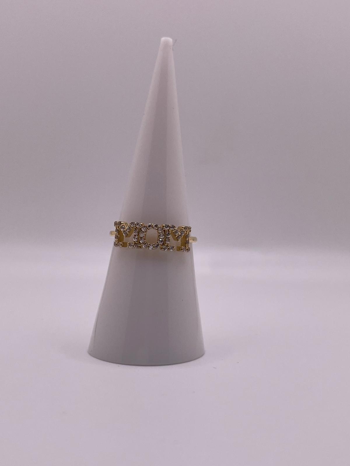 14K Gold Mom Ring CZ