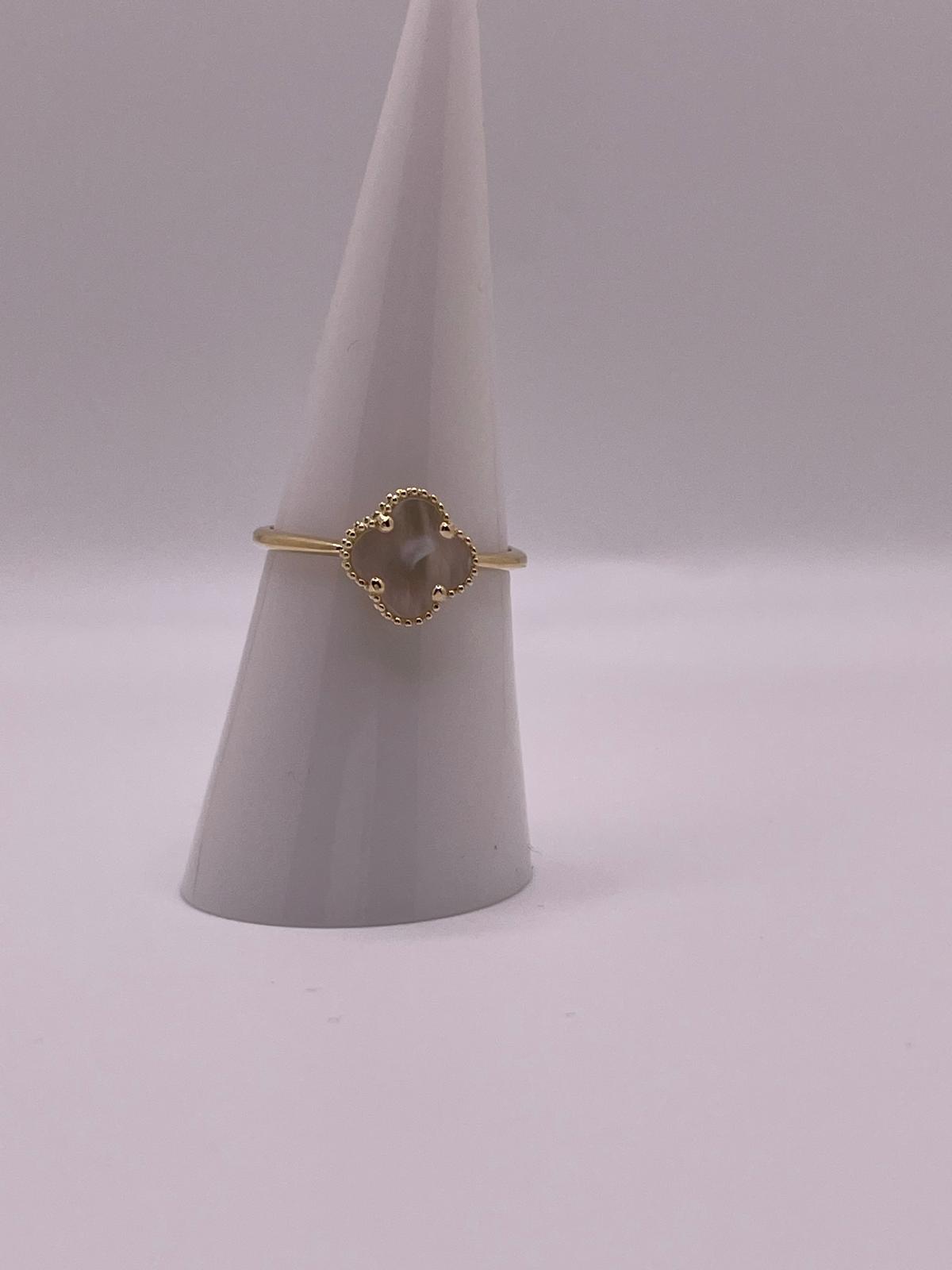14K Gold Golden Pearl Clover Ring
