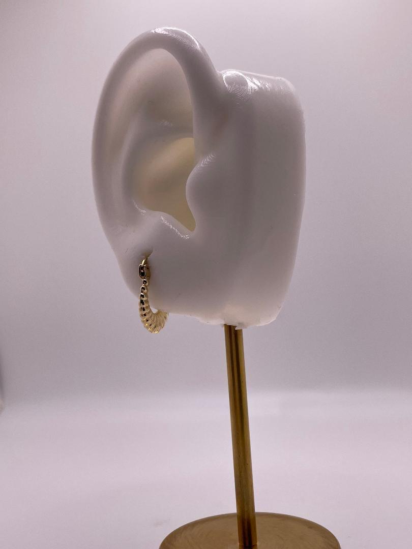 14K Gold Mini Golden Shrimp Hoops (026)