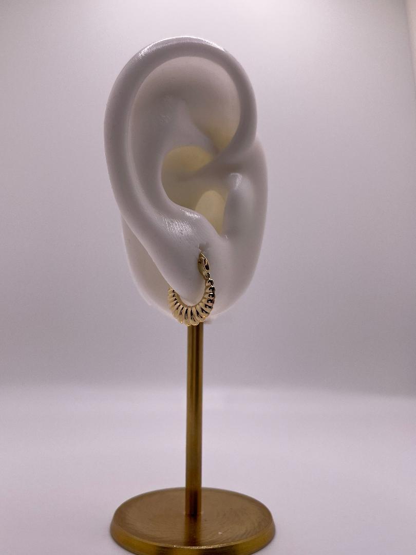 14K Gold Mini Golden Shrimp Hoops (026)