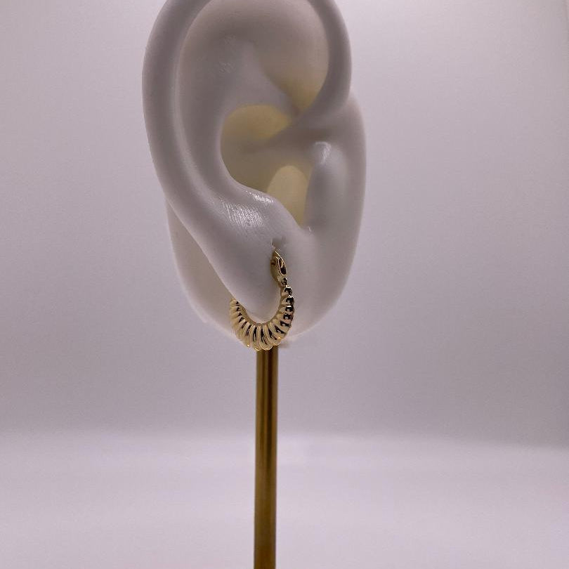 14K Gold Mini Golden Shrimp Hoops (026)