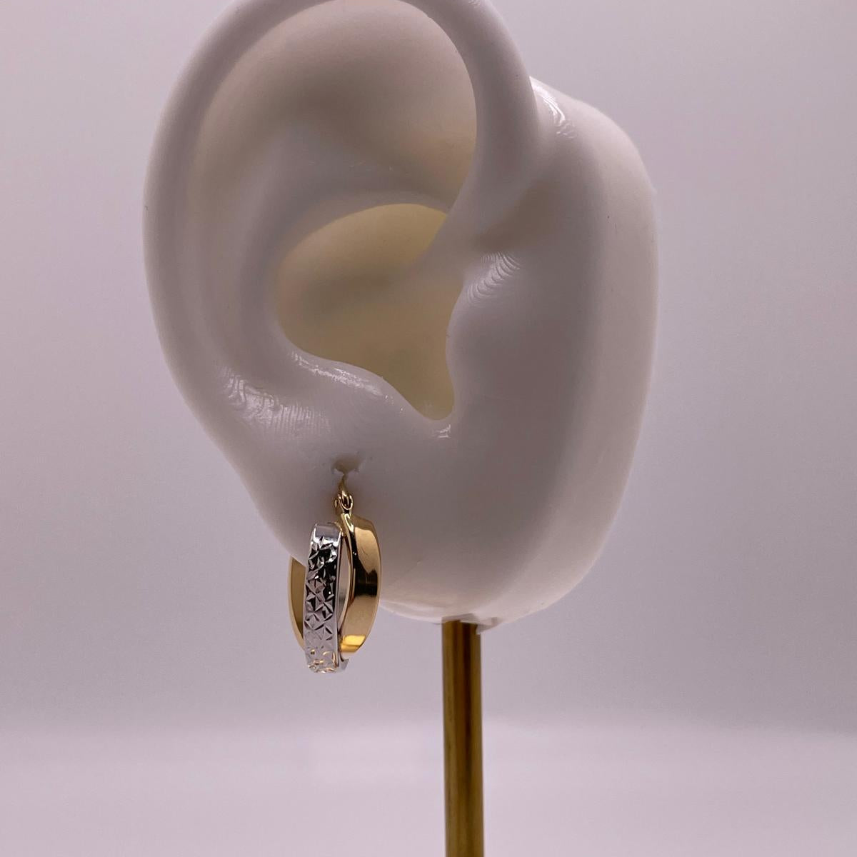 14K Two-Tone Diamond-Cut Hoop Earrings (018)