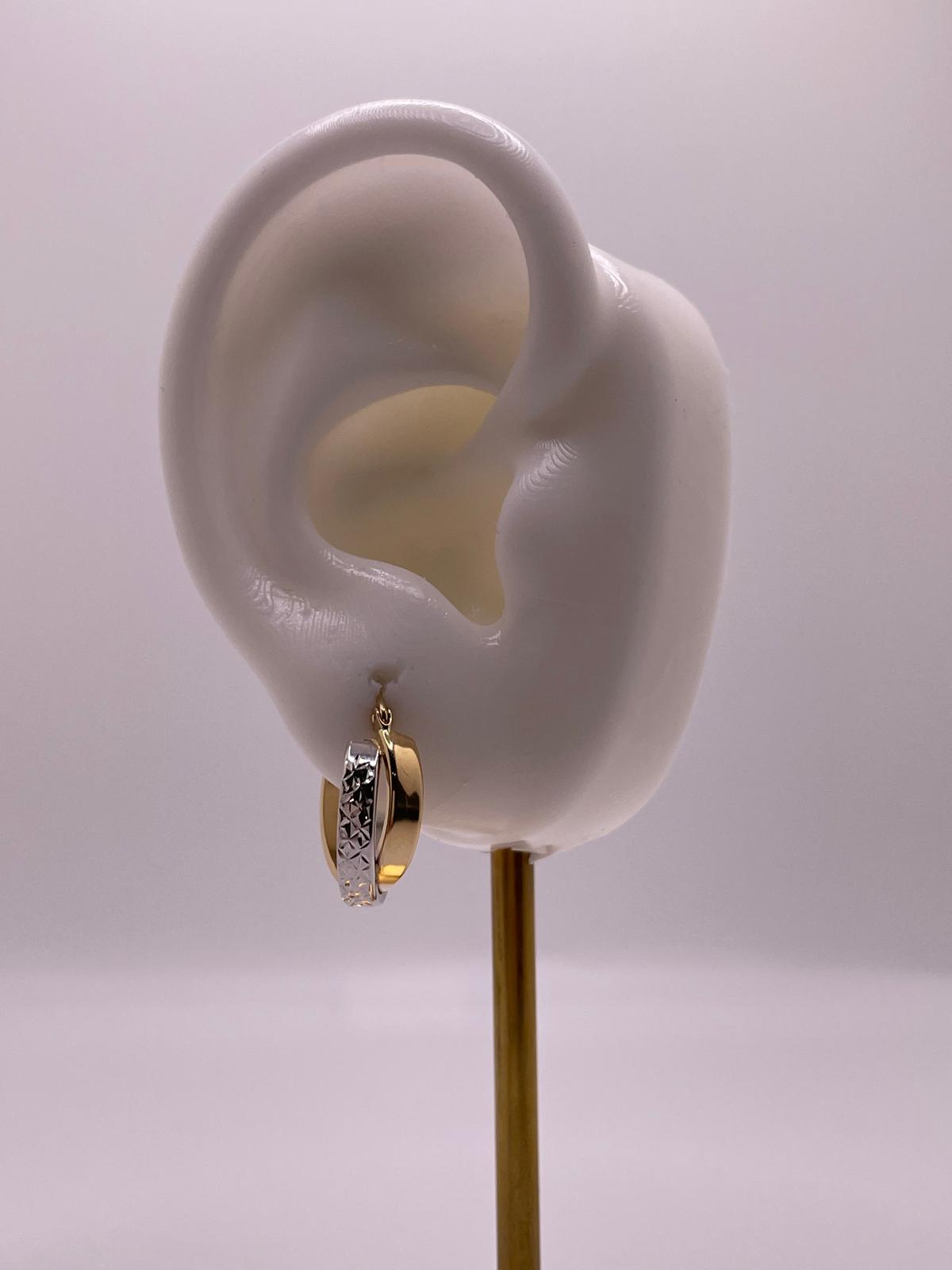 14K Two-Tone Diamond-Cut Hoop Earrings (018)