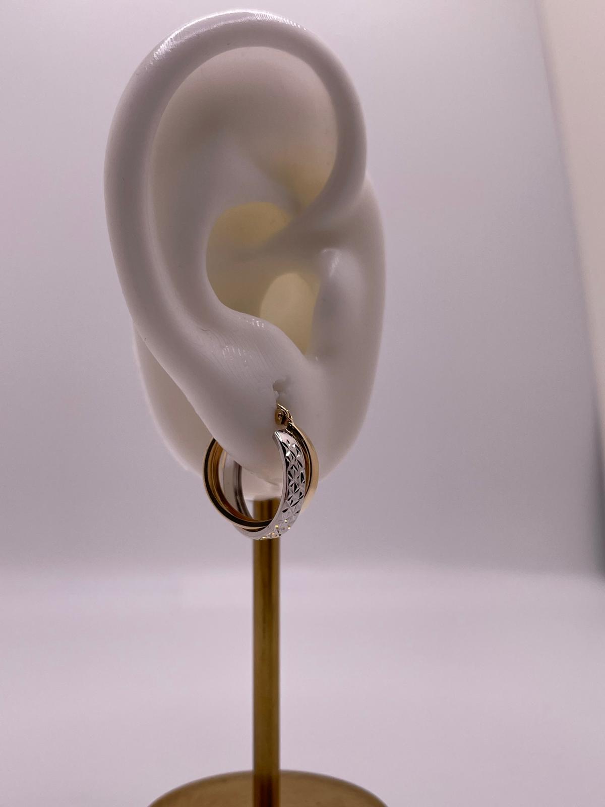 14K Two-Tone Diamond-Cut Hoop Earrings (16mm)