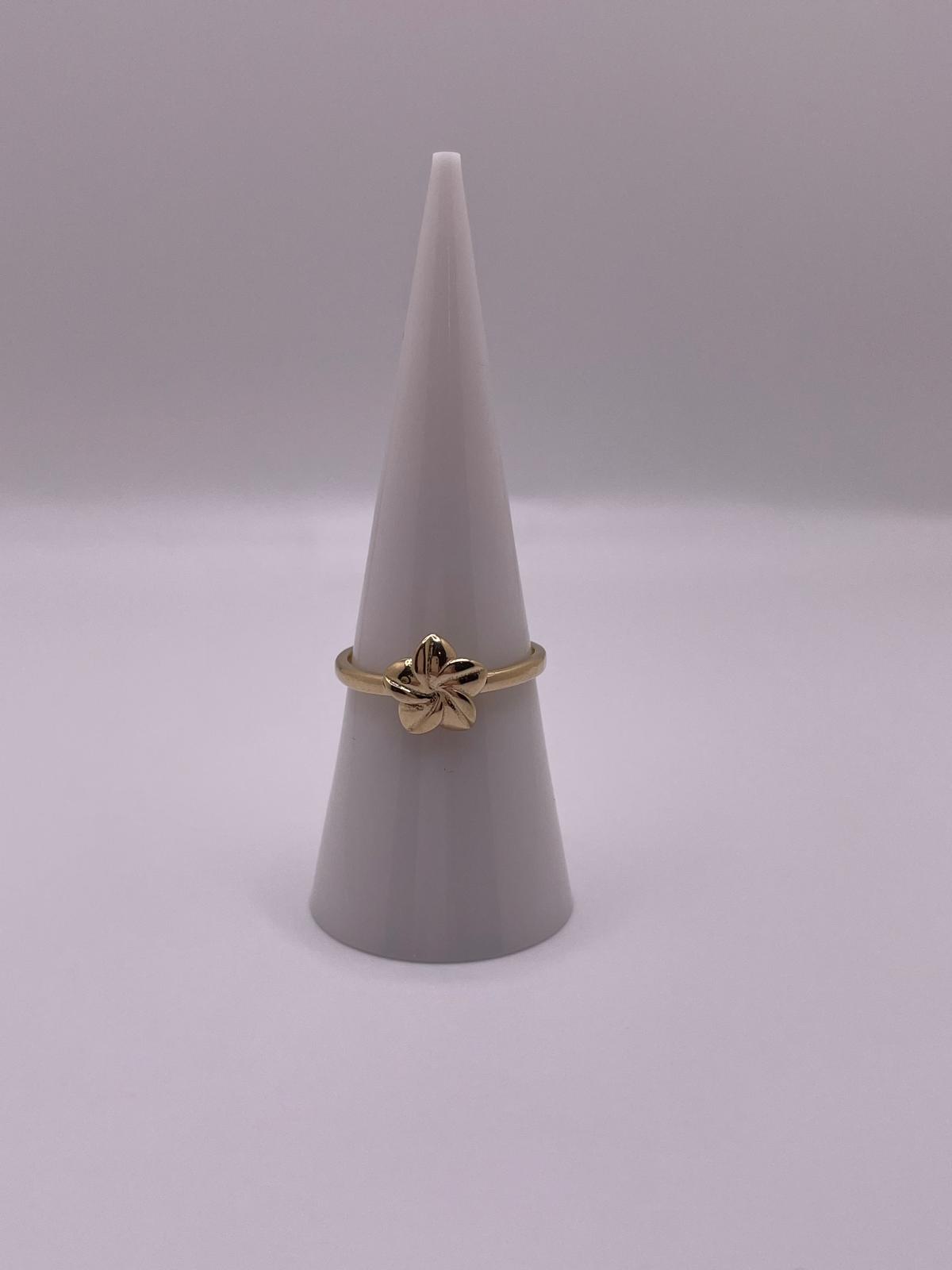 14K Gold Plumeria Flower Ring