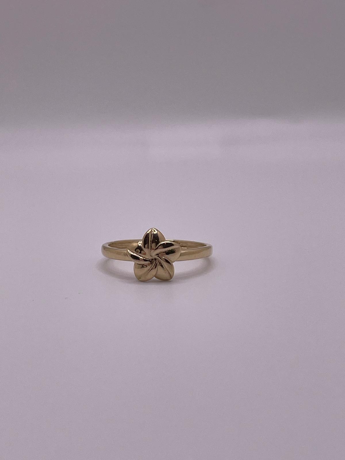 14K Gold Plumeria Flower Ring