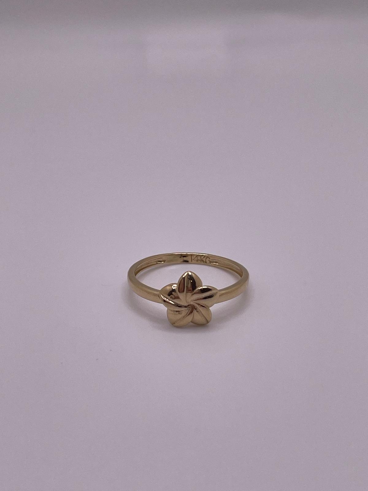 14K Gold Plumeria Flower Ring