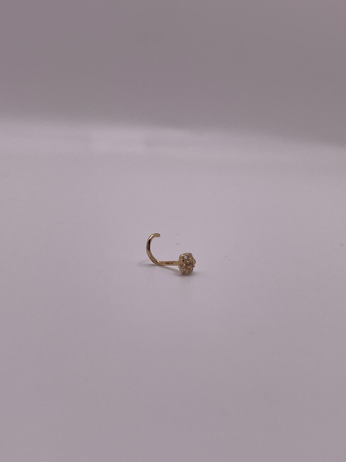 14K Gold CZ Flower Nose Screw
