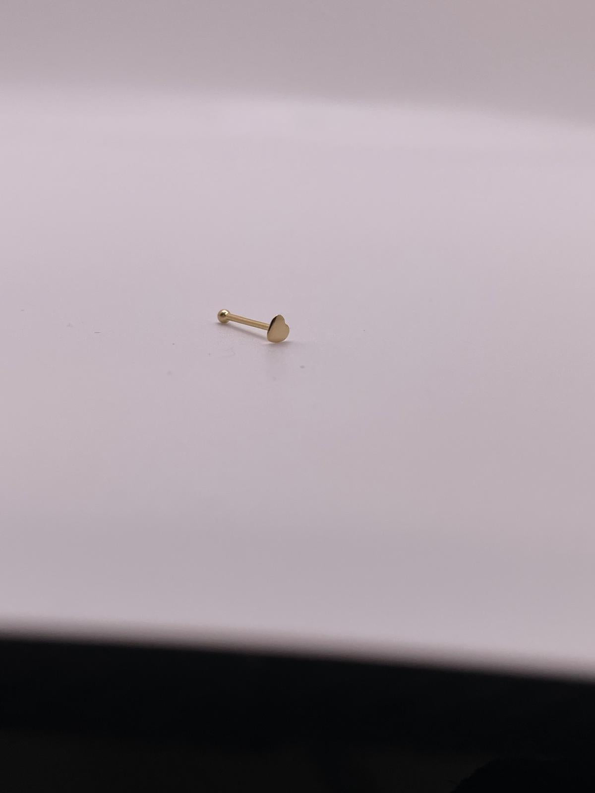 14K Gold Tiny Heart Nose Stud – Straight Post