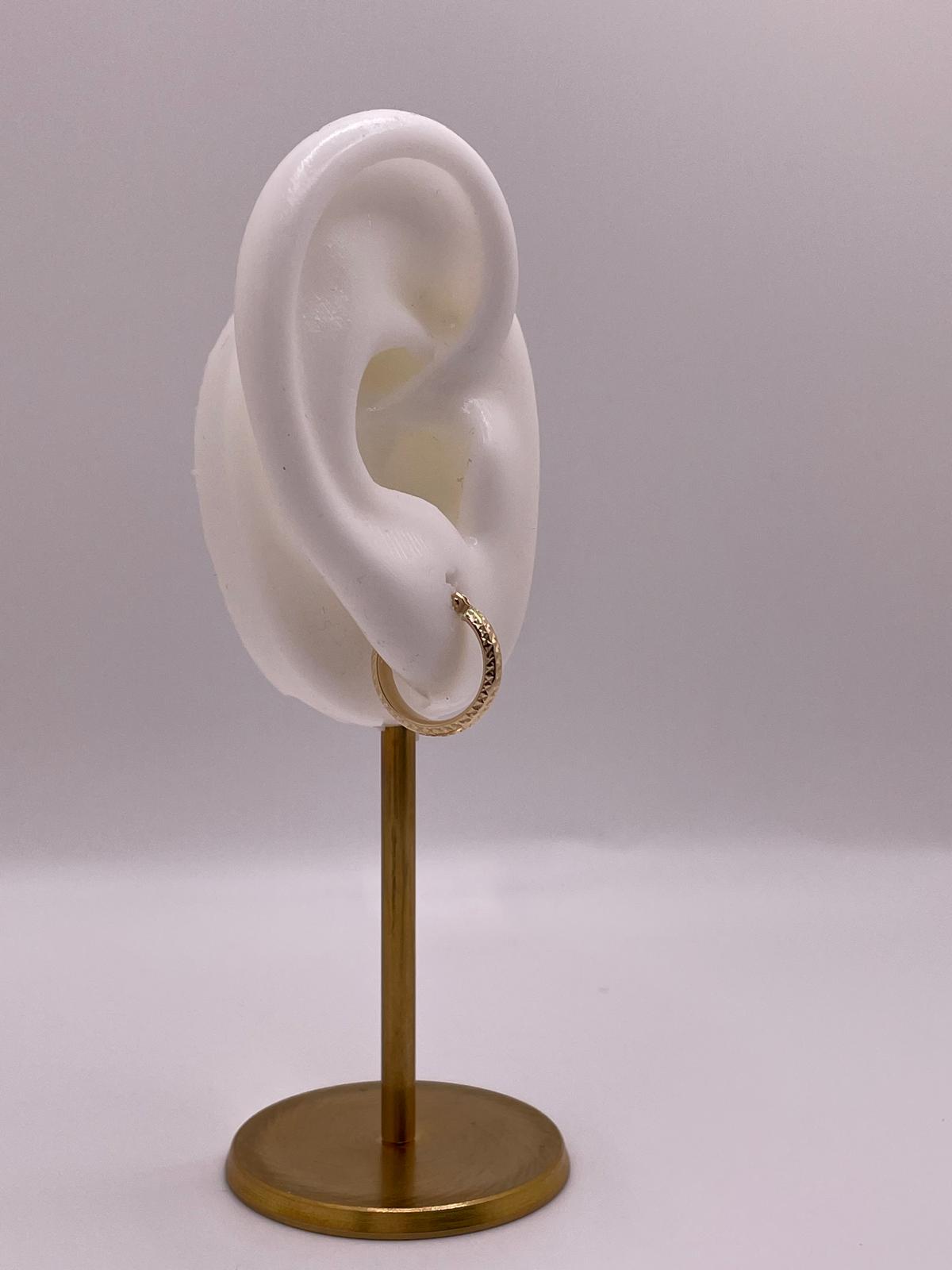 14K Gold Diamond Cut Hoop Earrings