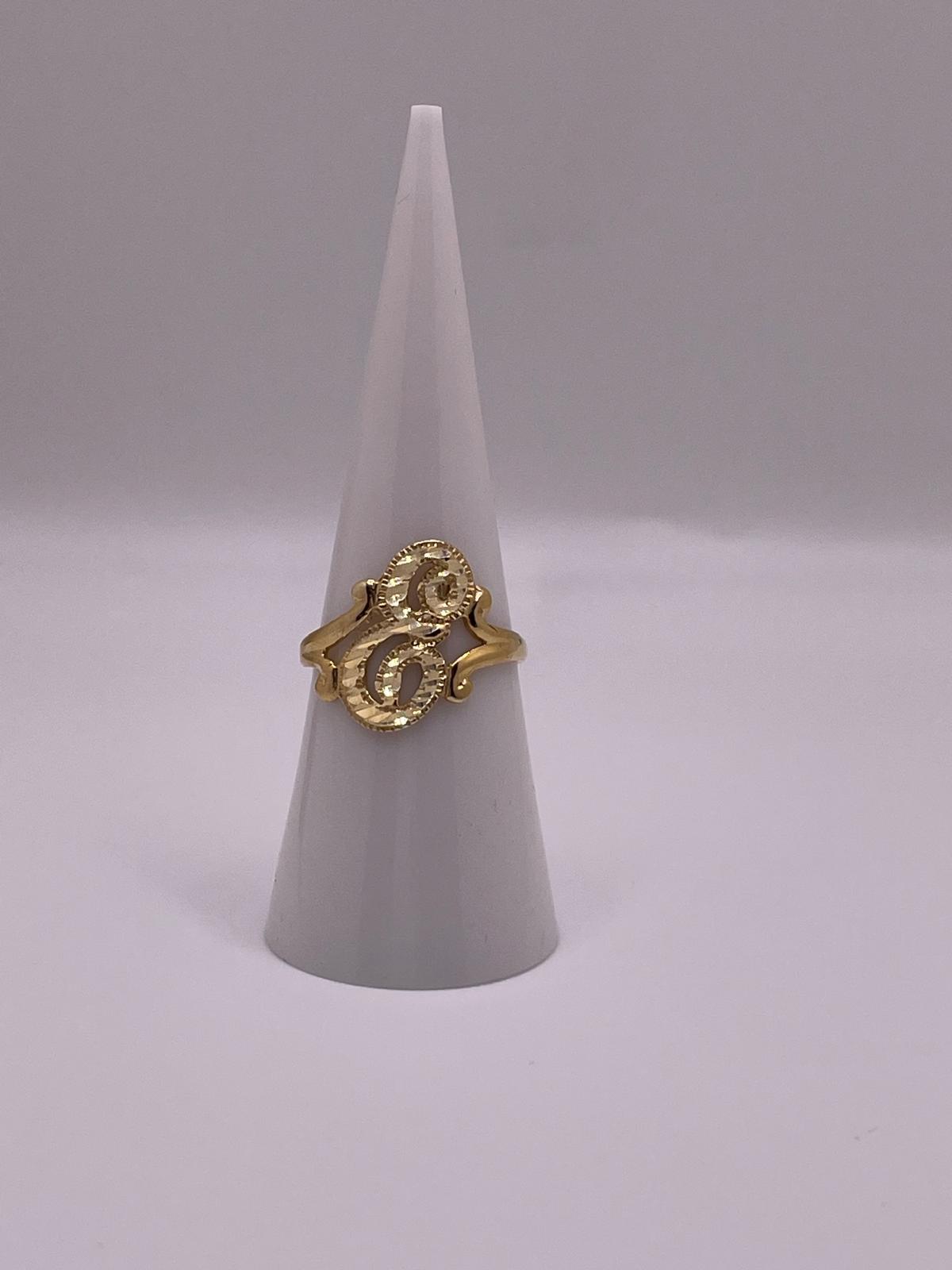 14k gold “e” cursive initial ring