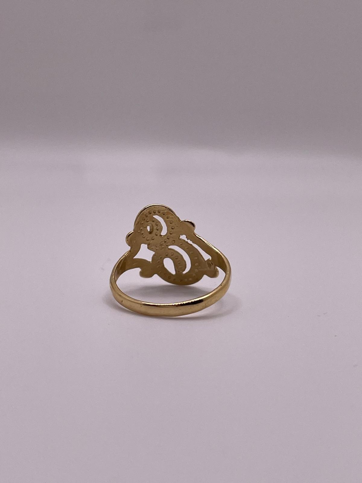 14k gold “e” cursive initial ring