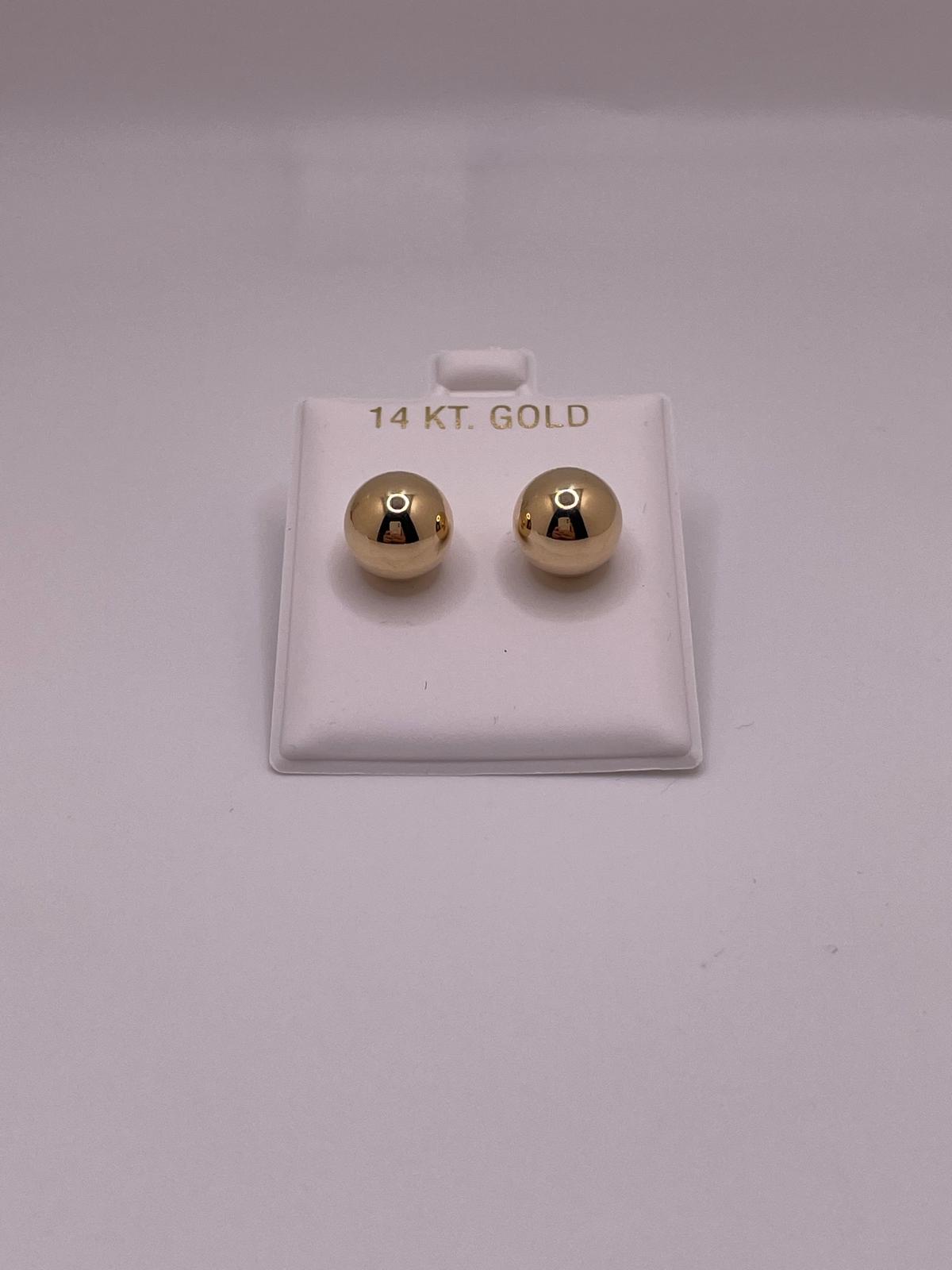 14K Gold 10MM Ball Stud Earrings