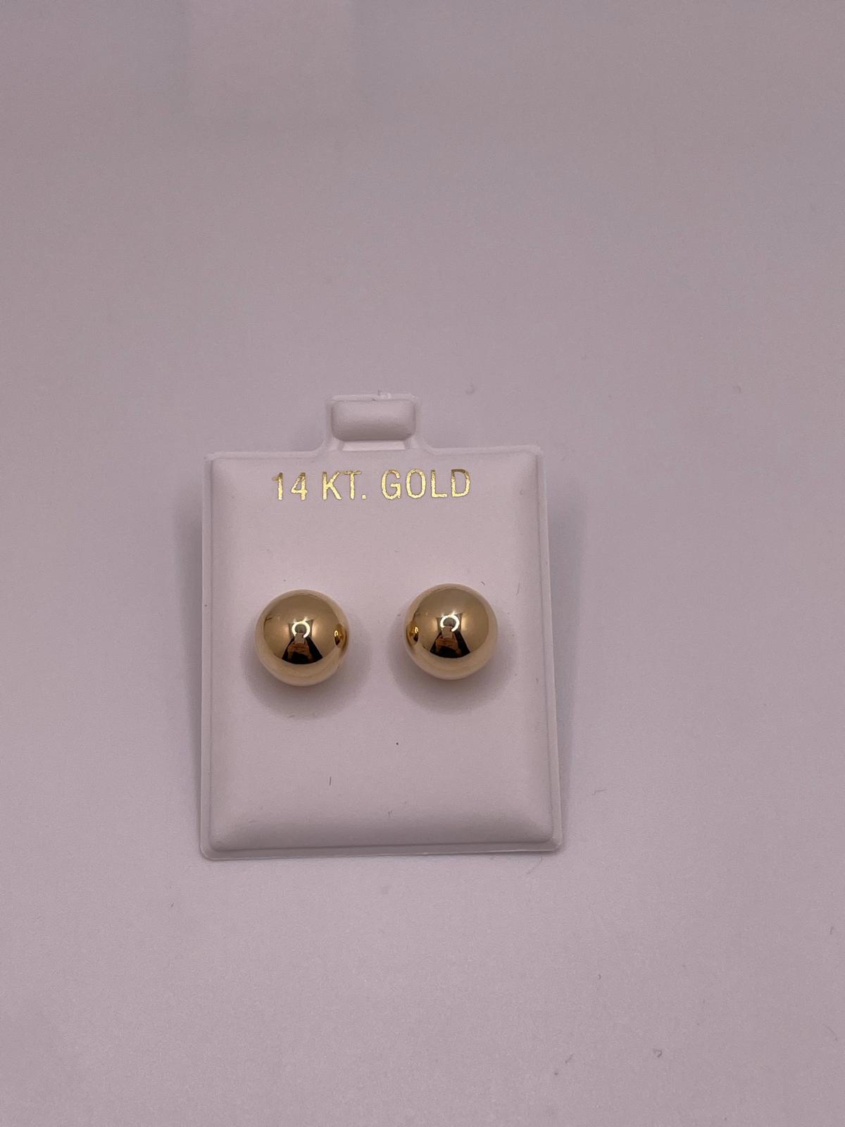 14K Gold 10MM Ball Stud Earrings
