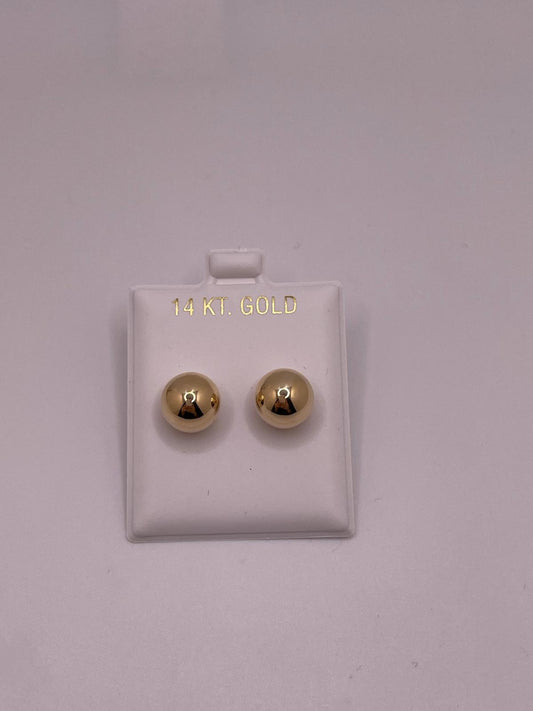 14K Gold 10MM Ball Stud Earrings