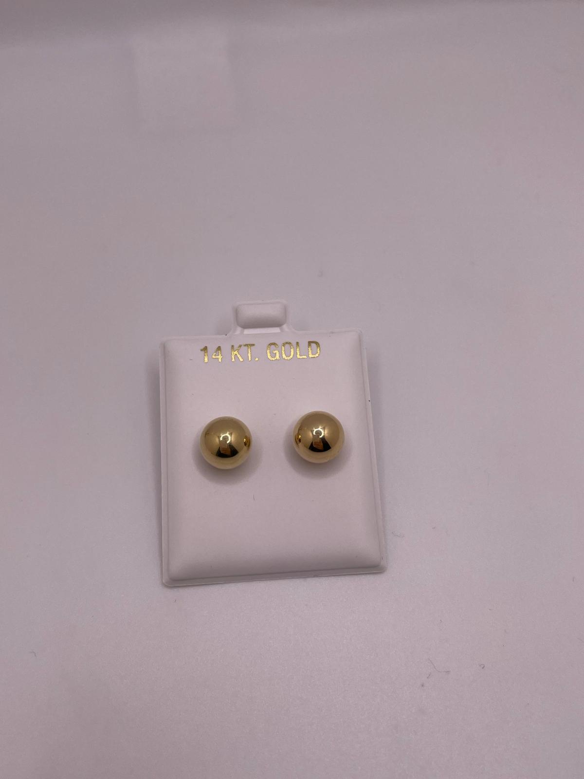 14K Gold 9MM Ball Stud Earrings