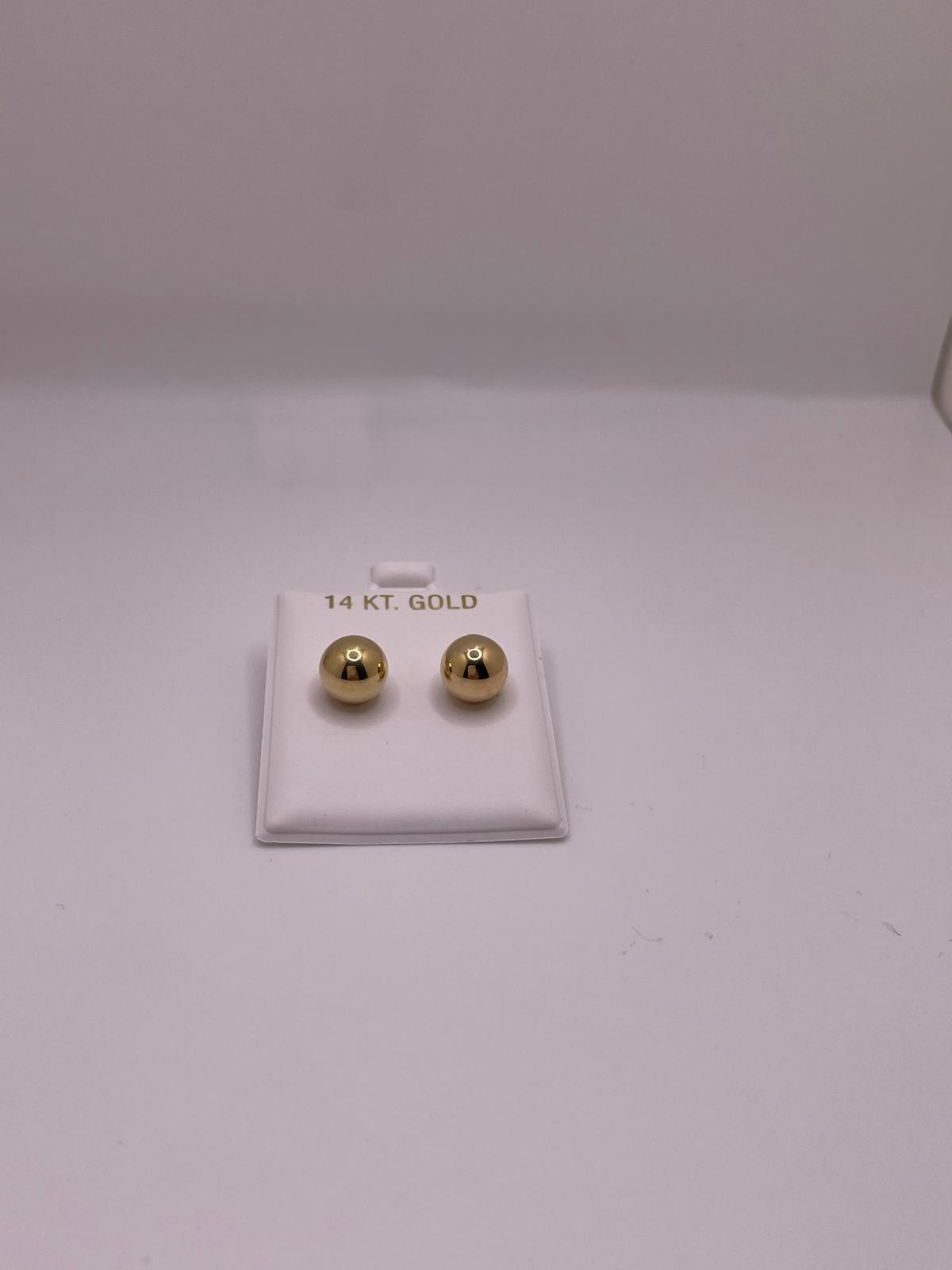 14K Gold 9MM Ball Stud Earrings