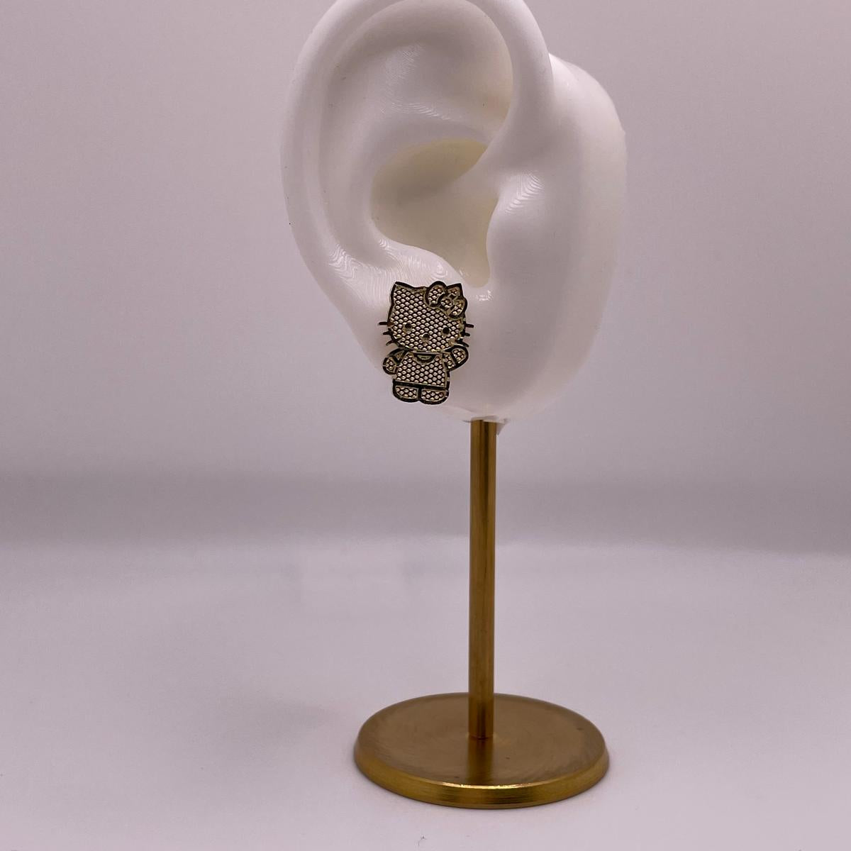 10K Gold Hello Kitty Full Body Earrings