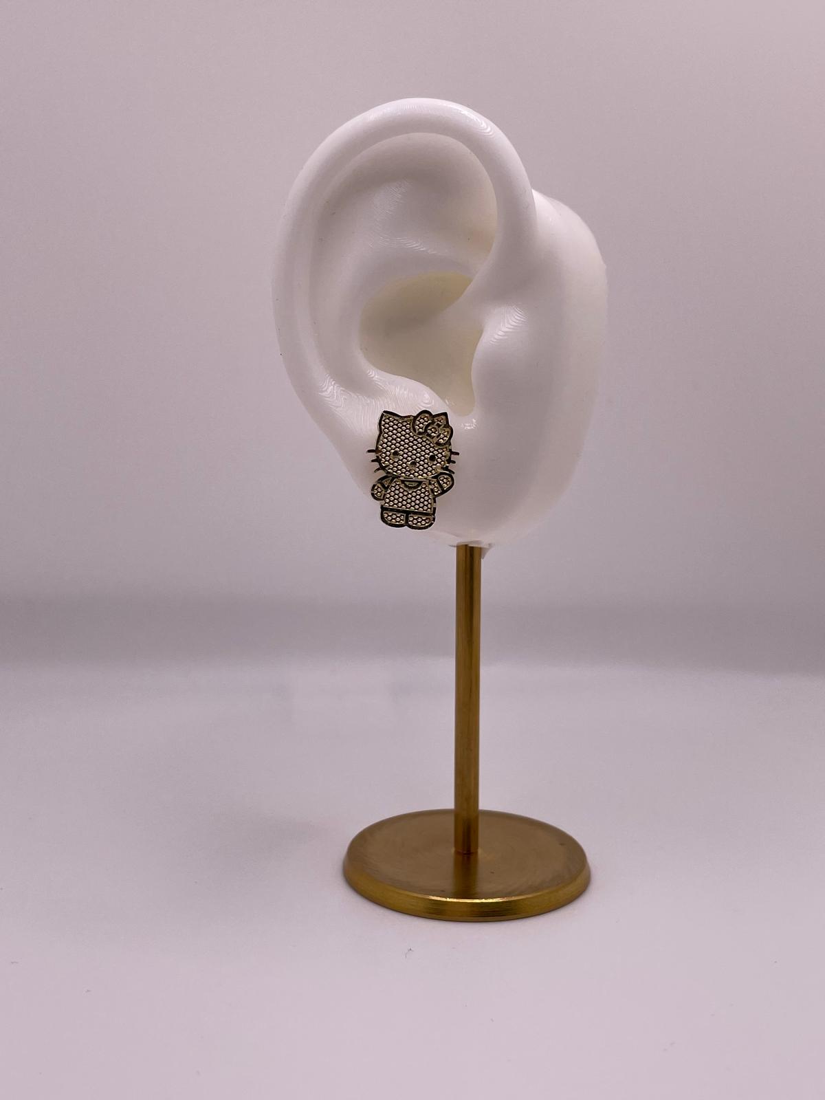 10K Gold Hello Kitty Full Body Earrings