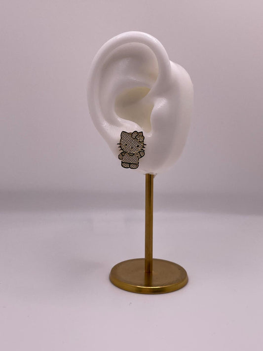 10K Gold Hello Kitty Full Body Earrings