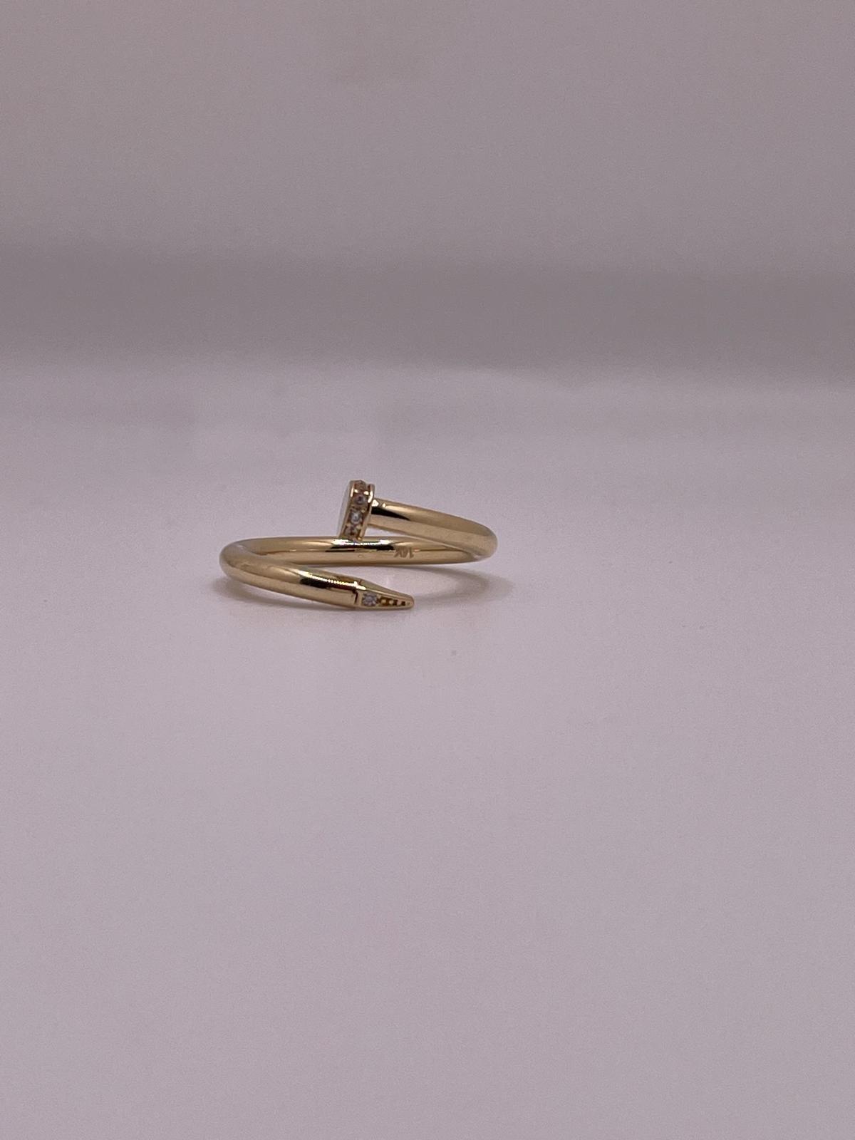 14K Gold Nail-Inspired CZ Ring – Size 7