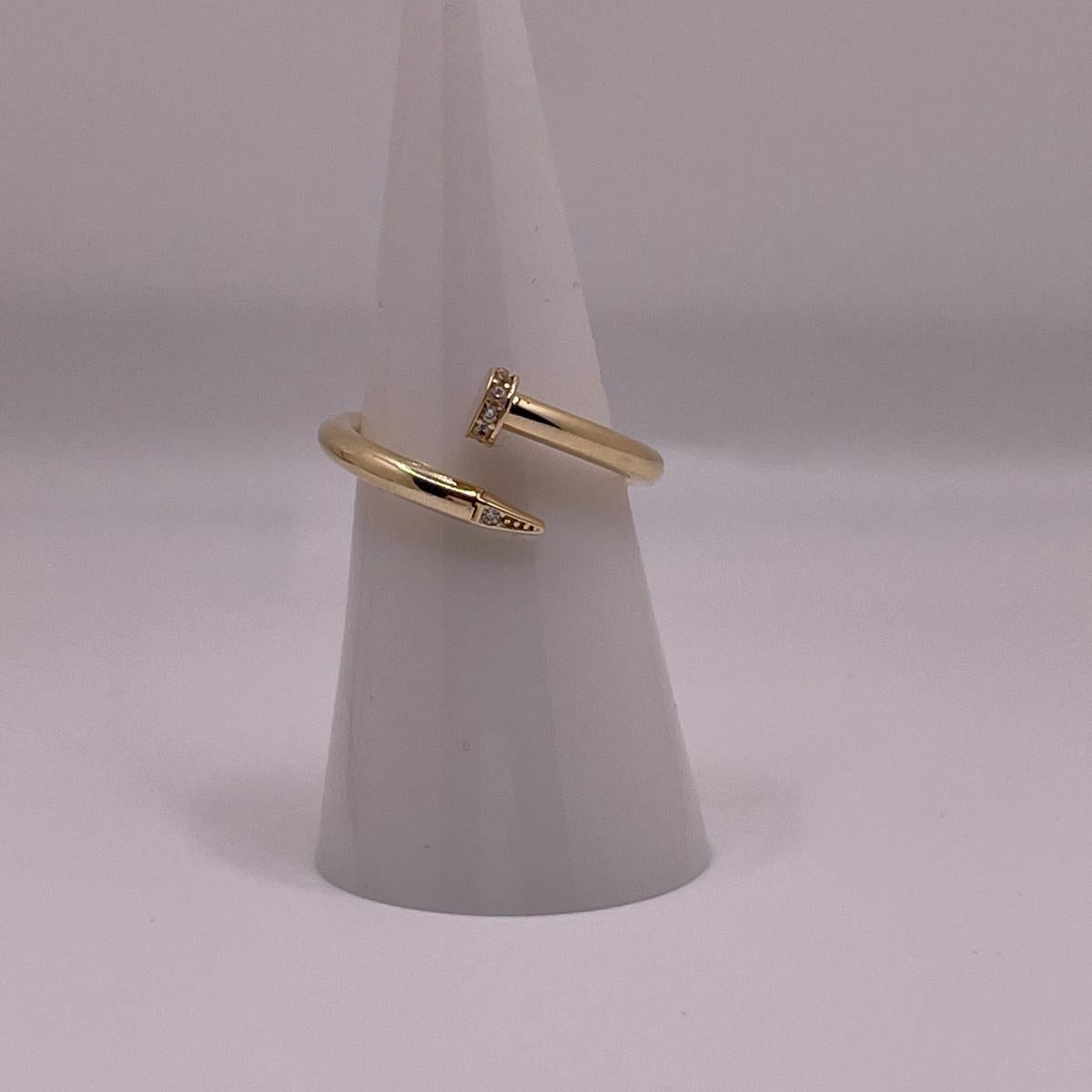 14K Gold Nail-Inspired CZ Ring – Size 7