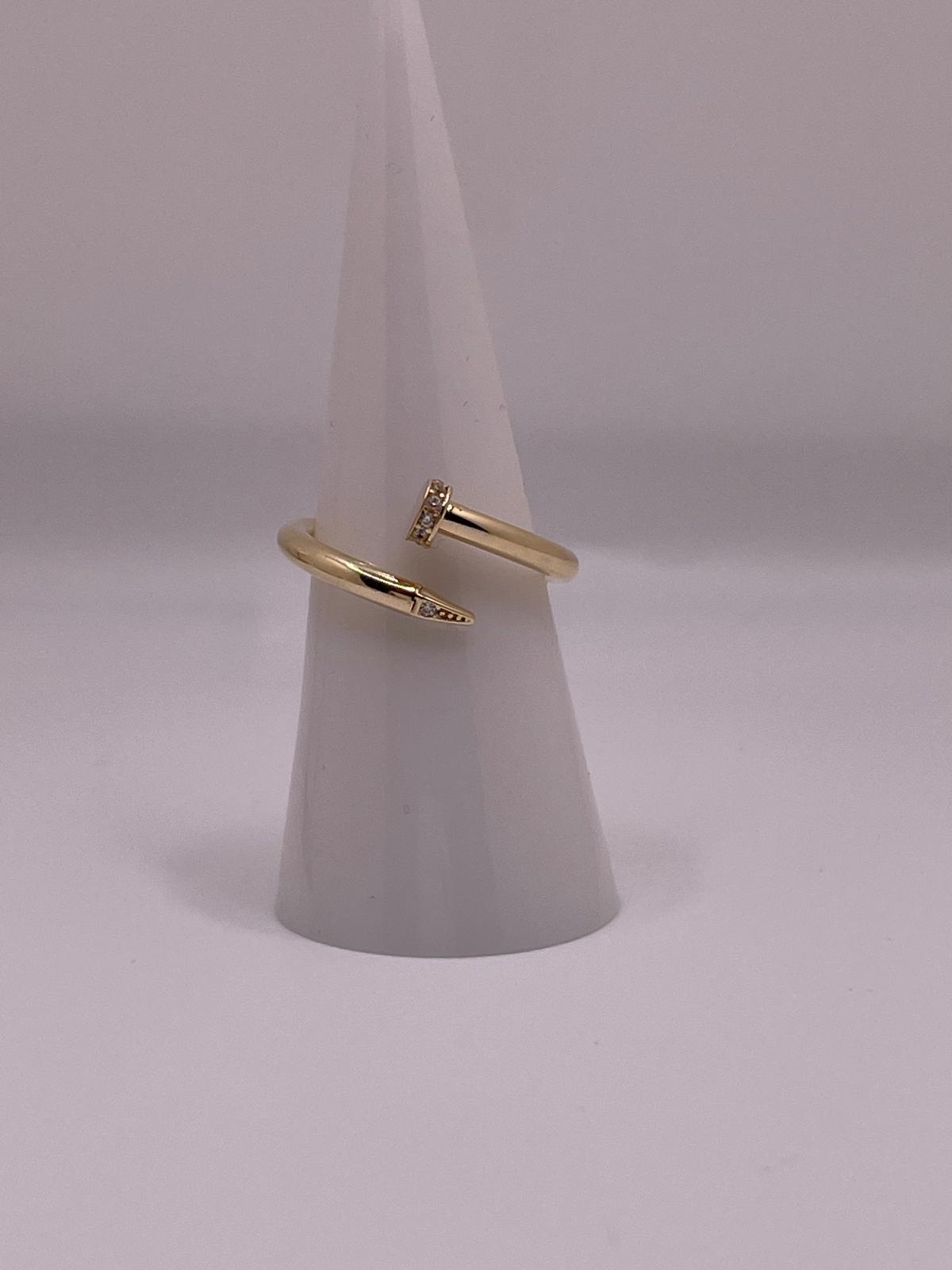 14K Gold Nail-Inspired CZ Ring – Size 7