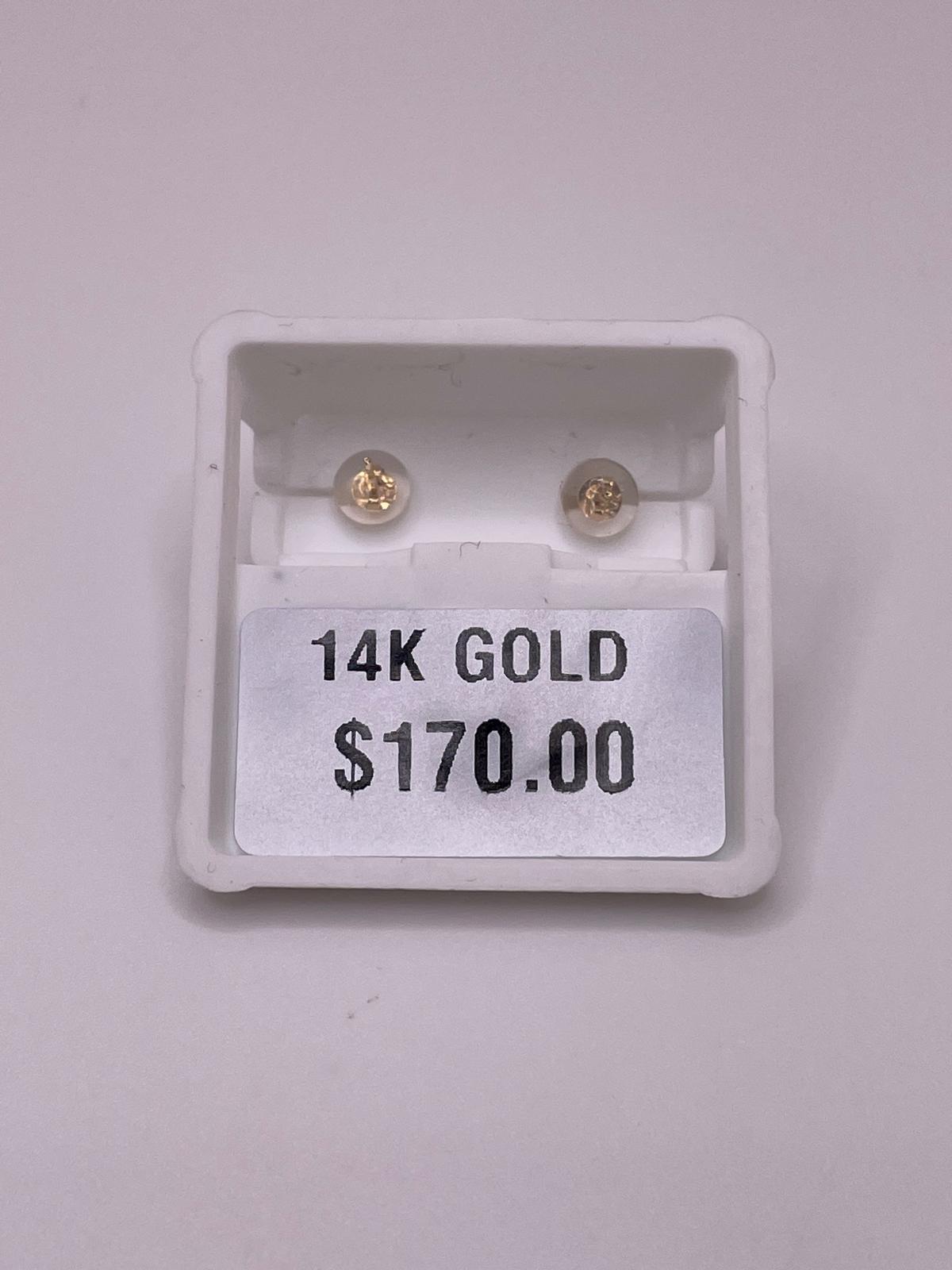 14K Gold Ball Stud Earrings