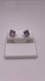 925 Sterling Silver Lavender CZ Stud Earrings