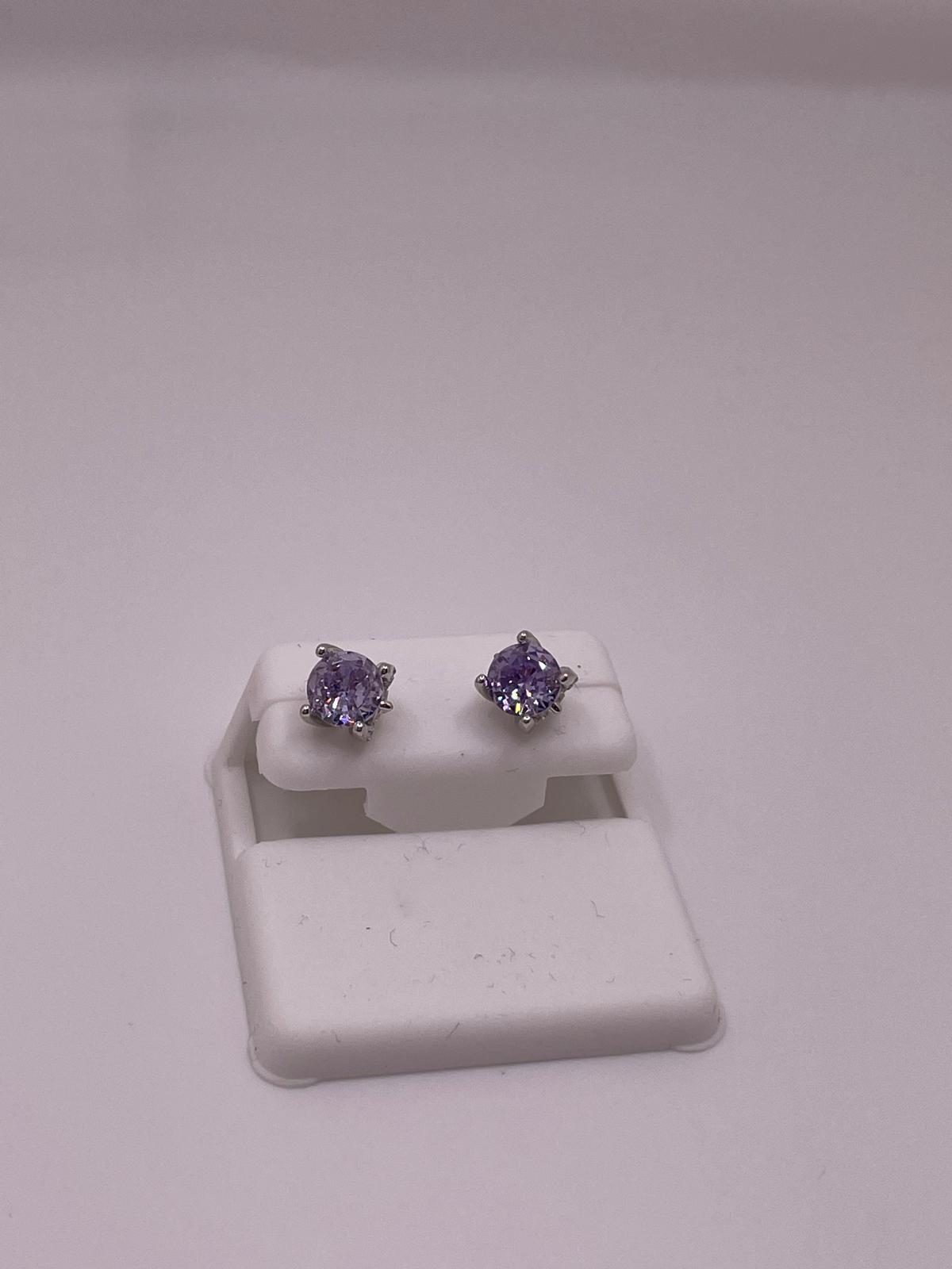 925 Sterling Silver Lavender CZ Stud Earrings